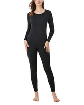LAPASA Women's Thermal Underwear Set, Lightweight Classic Breathable Fleece Lined Long Johns Lightweight Top & Bottom L17, Black, S